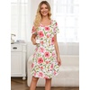 ENJOYNIGHT Womens Nightgown Cotton Sleep Shirt Short Sleeve Nightshirt(Pink Floral)