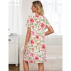 ENJOYNIGHT Womens Nightgown Cotton Sleep Shirt Short Sleeve Nightshirt(Pink Floral)