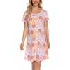ENJOYNIGHT Womens Nightgown Cotton Sleep Shirt Short Sleeve Nightshirt(Pink Flower)