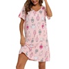 ENJOYNIGHT Womens Nightgown Cotton Sleep Shirt Short Sleeve Nightshirt(Pink Sheep)