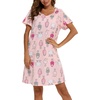 ENJOYNIGHT Womens Nightgown Cotton Sleep Shirt Short Sleeve Nightshirt(Pink Sheep)