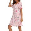 ENJOYNIGHT Womens Nightgown Cotton Sleep Shirt Short Sleeve Nightshirt(Pink Sheep)