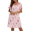 ENJOYNIGHT Womens Nightgown Cotton Sleep Shirt Short Sleeve Nightshirt(Pink Sheep)