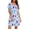 ENJOYNIGHT Womens Nightgown Cotton Sleep Shirt Short Sleeve Nightshirt(Purple Owl)