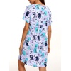 ENJOYNIGHT Womens Nightgown Cotton Sleep Shirt Short Sleeve Nightshirt(Purple Owl)