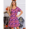 ENJOYNIGHT Womens Nightgown Cotton Sleep Shirt Short Sleeve Nightshirt(Purple Pumkin)