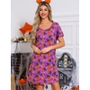 ENJOYNIGHT Womens Nightgown Cotton Sleep Shirt Short Sleeve Nightshirt(Purple Pumkin)