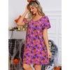 ENJOYNIGHT Womens Nightgown Cotton Sleep Shirt Short Sleeve Nightshirt(Purple Pumkin)