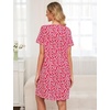 ENJOYNIGHT Womens Nightgown Cotton Sleep Shirt Short Sleeve Nightshirt(Red Floral)