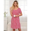 ENJOYNIGHT Womens Nightgown Cotton Sleep Shirt Short Sleeve Nightshirt(Red Floral)