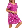 ENJOYNIGHT Womens Nightgown Cotton Sleep Shirt Short Sleeve Nightshirt(Rose Moon)