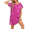 ENJOYNIGHT Womens Nightgown Cotton Sleep Shirt Short Sleeve Nightshirt(Rose Moon)