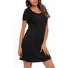 ENJOYNIGHT Womens Nightgown Cotton Sleep Shirt Short Sleeve Nightshirt(Solid Black)