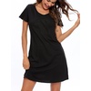 ENJOYNIGHT Womens Nightgown Cotton Sleep Shirt Short Sleeve Nightshirt(Solid Black)