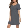 ENJOYNIGHT Womens Nightgown Cotton Sleep Shirt Short Sleeve Nightshirt(Solid Grey)