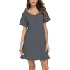 ENJOYNIGHT Womens Nightgown Cotton Sleep Shirt Short Sleeve Nightshirt(Solid Grey)