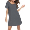 ENJOYNIGHT Womens Nightgown Cotton Sleep Shirt Short Sleeve Nightshirt(Solid Grey)