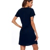 ENJOYNIGHT Womens Nightgown Cotton Sleep Shirt Short Sleeve Nightshirt(Solid Navy)