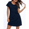 ENJOYNIGHT Womens Nightgown Cotton Sleep Shirt Short Sleeve Nightshirt(Solid Navy)