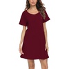 ENJOYNIGHT Womens Nightgown Cotton Sleep Shirt Short Sleeve Nightshirt(Solid Wine Red)