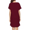 ENJOYNIGHT Womens Nightgown Cotton Sleep Shirt Short Sleeve Nightshirt(Solid Wine Red)