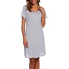 ENJOYNIGHT Womens Nightgown Cotton Sleep Shirt Short Sleeve Nightshirt(White Line)