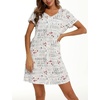 ENJOYNIGHT Womens Nightgown Cotton Sleep Shirt Short Sleeve Nightshirt(White Snowman)