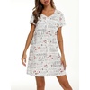 ENJOYNIGHT Womens Nightgown Cotton Sleep Shirt Short Sleeve Nightshirt(White Snowman)