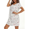 ENJOYNIGHT Womens Nightgown Cotton Sleep Shirt Short Sleeve Nightshirt(White Snowman)