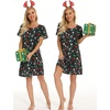 ENJOYNIGHT Womens Nightgown Cotton Sleep Shirt Short Sleeve Nightshirt(Xmas)