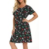 ENJOYNIGHT Womens Nightgown Cotton Sleep Shirt Short Sleeve Nightshirt(Xmas)