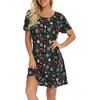 ENJOYNIGHT Womens Nightgown Cotton Sleep Shirt Short Sleeve Nightshirt(Xmas)