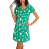 ENJOYNIGHT Womens Nightgown Cotton Sleep Shirt Short Sleeve Nightshirt(Xmas-green)