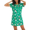ENJOYNIGHT Womens Nightgown Cotton Sleep Shirt Short Sleeve Nightshirt(Xmas-green)