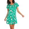 ENJOYNIGHT Womens Nightgown Cotton Sleep Shirt Short Sleeve Nightshirt(Xmas-green)
