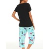 ENJOYNIGHT Womens Pajama Set Cotton Summer Pj Top with Capri Pant Sleepwear(Black Cup)