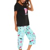 ENJOYNIGHT Womens Pajama Set Cotton Summer Pj Top with Capri Pant Sleepwear(Black Cup)