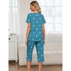 ENJOYNIGHT Womens Pajama Set Cotton Summer Pj Top with Capri Pant Sleepwear(Blue Heart)