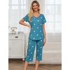 ENJOYNIGHT Womens Pajama Set Cotton Summer Pj Top with Capri Pant Sleepwear(Blue Heart)