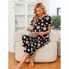 ENJOYNIGHT Womens Pajama Set Cotton Summer Pj Top with Capri Pant Sleepwear(Daisy Floral)