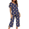 ENJOYNIGHT Womens Pajama Set Cotton Summer Pj Top with Capri Pant Sleepwear(Dbl Flower)