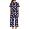 ENJOYNIGHT Womens Pajama Set Cotton Summer Pj Top with Capri Pant Sleepwear(Dbl Flower)