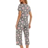 ENJOYNIGHT Womens Pajama Set Cotton Summer Pj Top with Capri Pant Sleepwear(Flower)