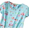 ENJOYNIGHT Womens Pajama Set Cotton Summer Pj Top with Capri Pant Sleepwear(Green Bus)