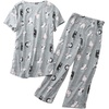 ENJOYNIGHT Womens Pajama Set Cotton Summer Pj Top with Capri Pant Sleepwear(Grey Cat)