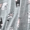 ENJOYNIGHT Womens Pajama Set Cotton Summer Pj Top with Capri Pant Sleepwear(Grey Cat)