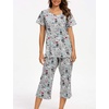 ENJOYNIGHT Womens Pajama Set Cotton Summer Pj Top with Capri Pant Sleepwear(Grey Dog)
