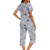ENJOYNIGHT Womens Pajama Set Cotton Summer Pj Top with Capri Pant Sleepwear(Grey Owl)