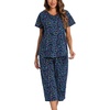 ENJOYNIGHT Womens Pajama Set Cotton Summer Pj Top with Capri Pant Sleepwear(Navy Cat)