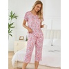 ENJOYNIGHT Womens Pajama Set Cotton Summer Pj Top with Capri Pant Sleepwear(Paisley)